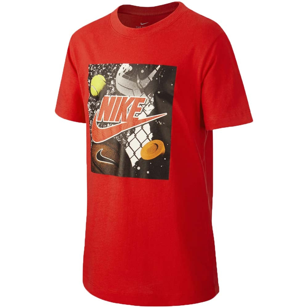 T-SHIRT NIKE GARÇON CT2634 010 657 NOIR ROUGE COTON