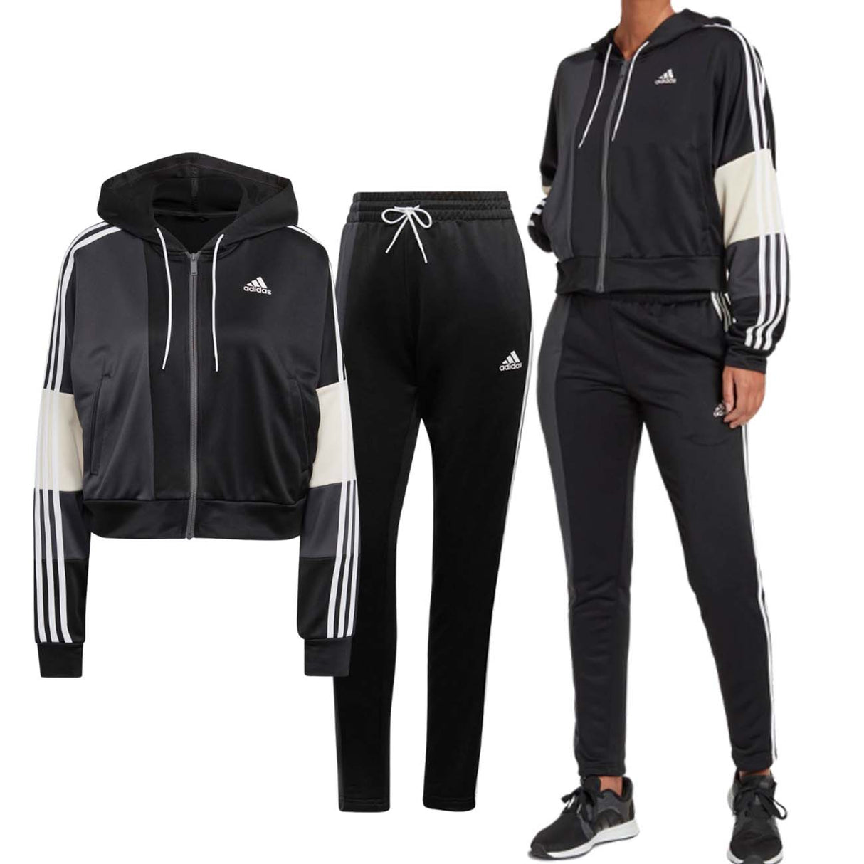 TUTA ADIDAS DONNA HK0462 BOLD BLOCK COTONE GARZATO
