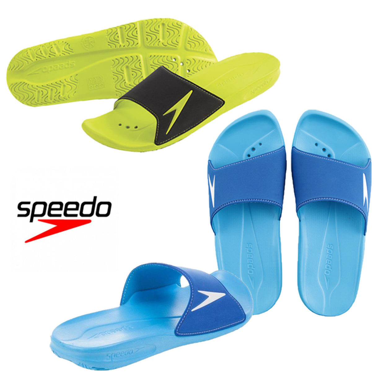 SPEEDO MEN'S SLIPPERS POOL SEA GYM FOOTBALL 264 ATAMI II AM BLUE GREEN
