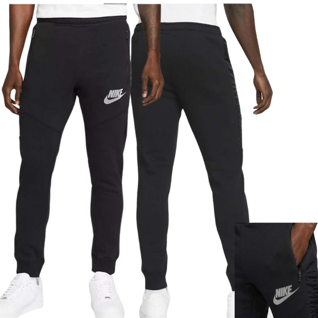 NIKE DO7232 010 HYBRID BLACK COTTON FLEECE PANTS