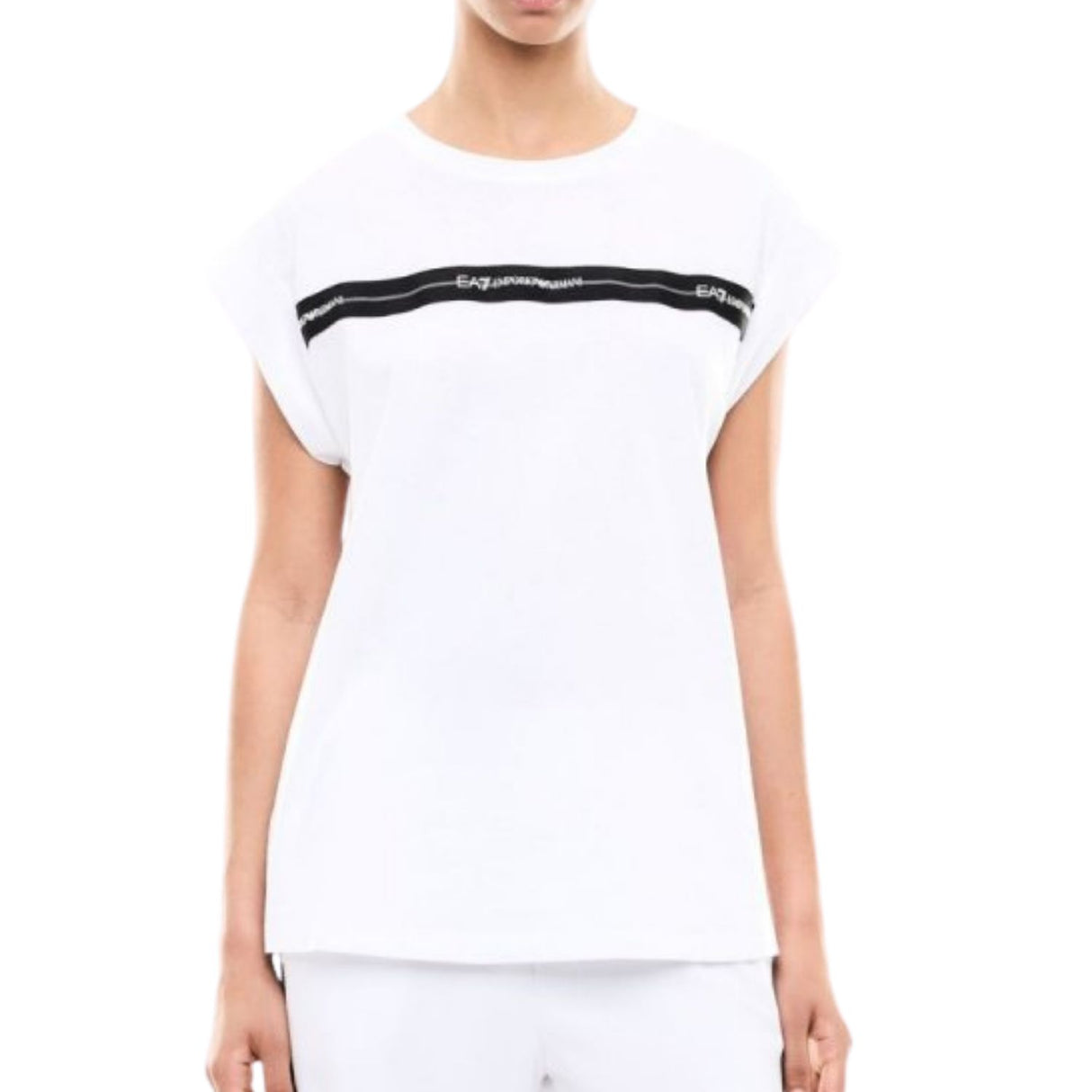 T-SHIRT SMANICATA DONNA ARMANI EA7 E26 7W000958 AF12503 U0002 BIANCO
