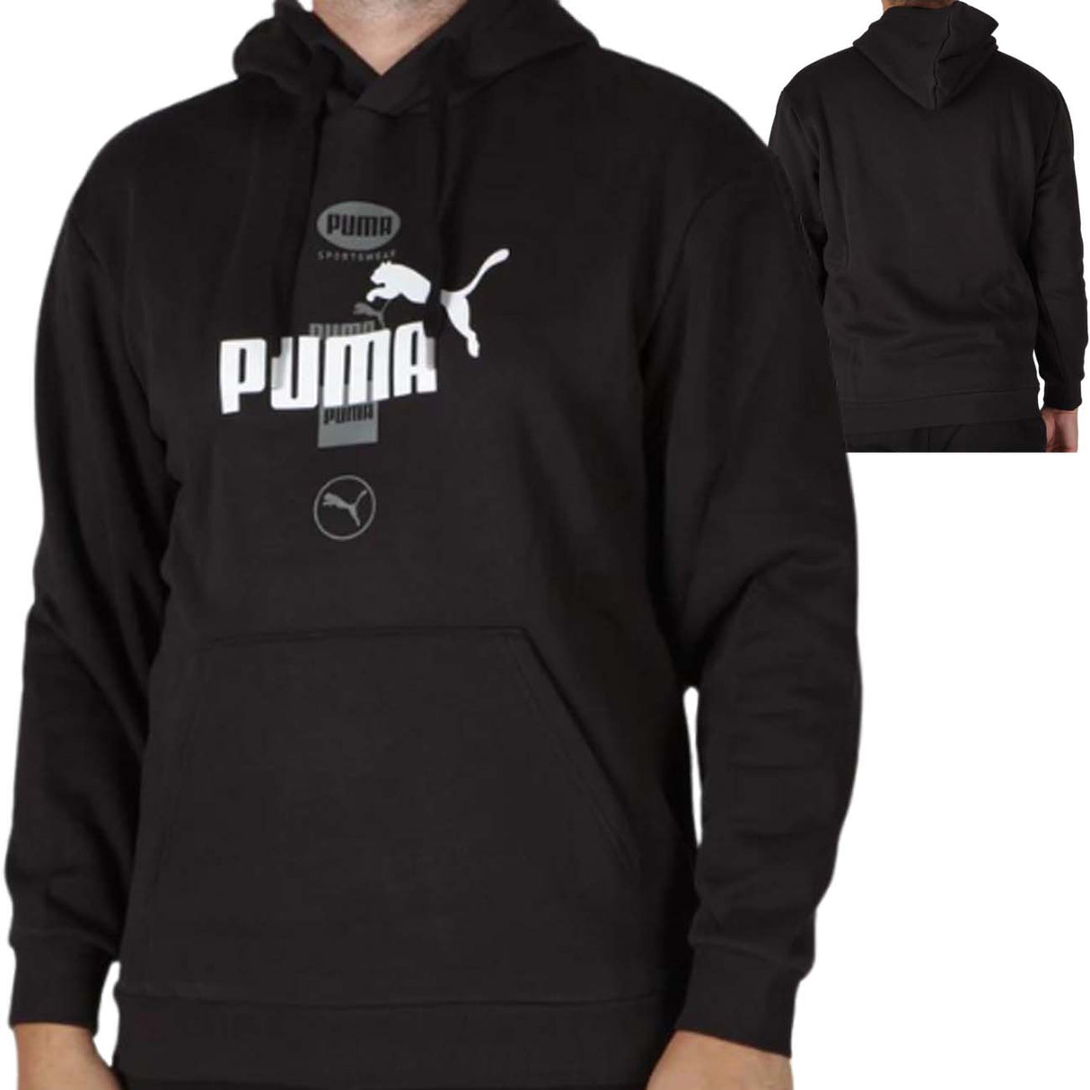 FELPA PUMA 681741 01 GRAFHIC H NERO COTONE FELPATO