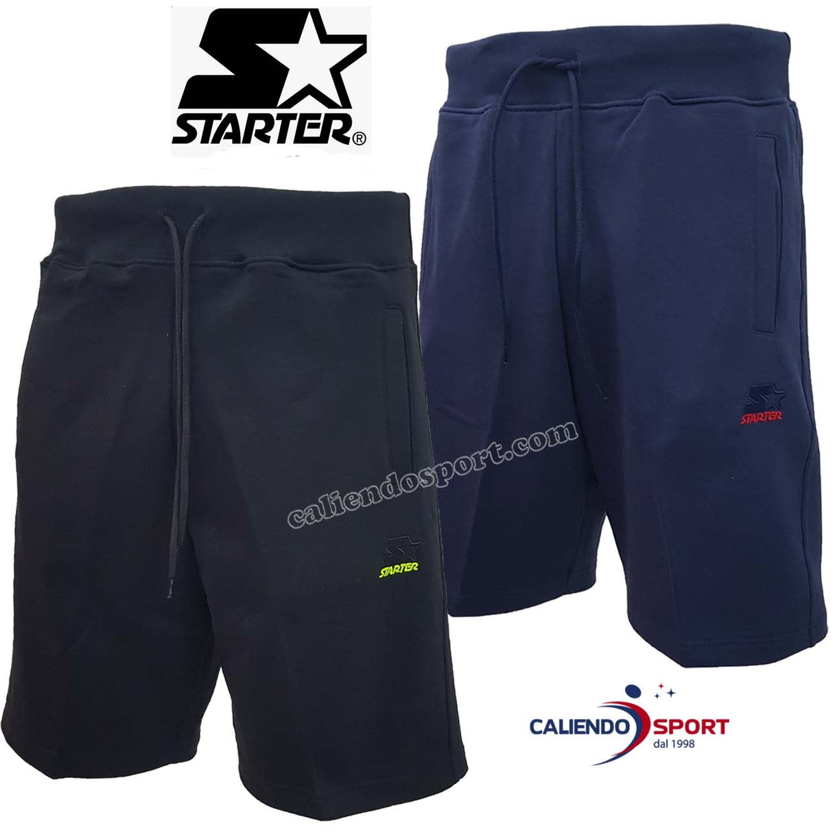 STARTER SHORTS 72912 BLACK BLUE BRUSHED COTTON