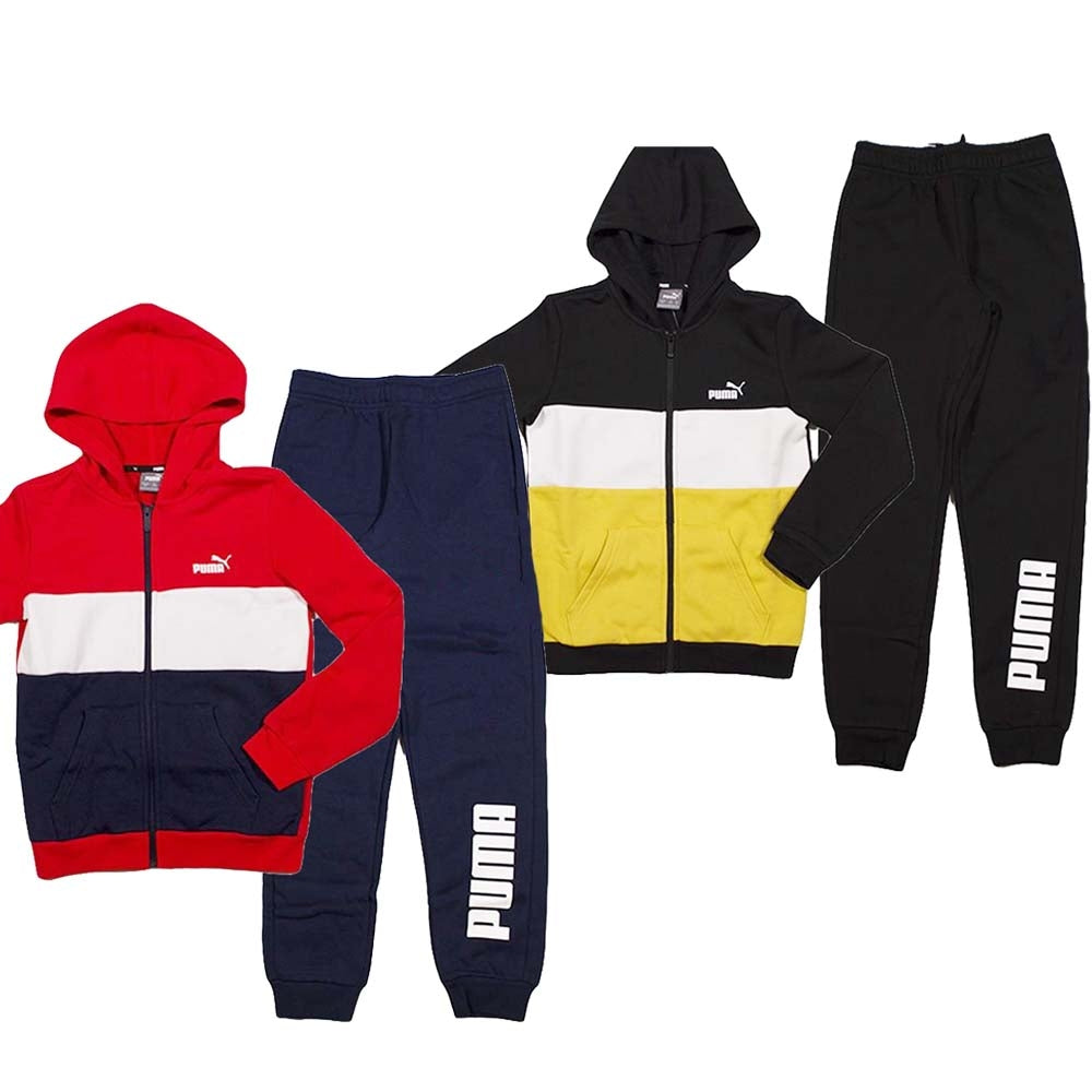 TUTA RAGAZZI PUMA 847604 COLORBLOCK COTONE FELPATO