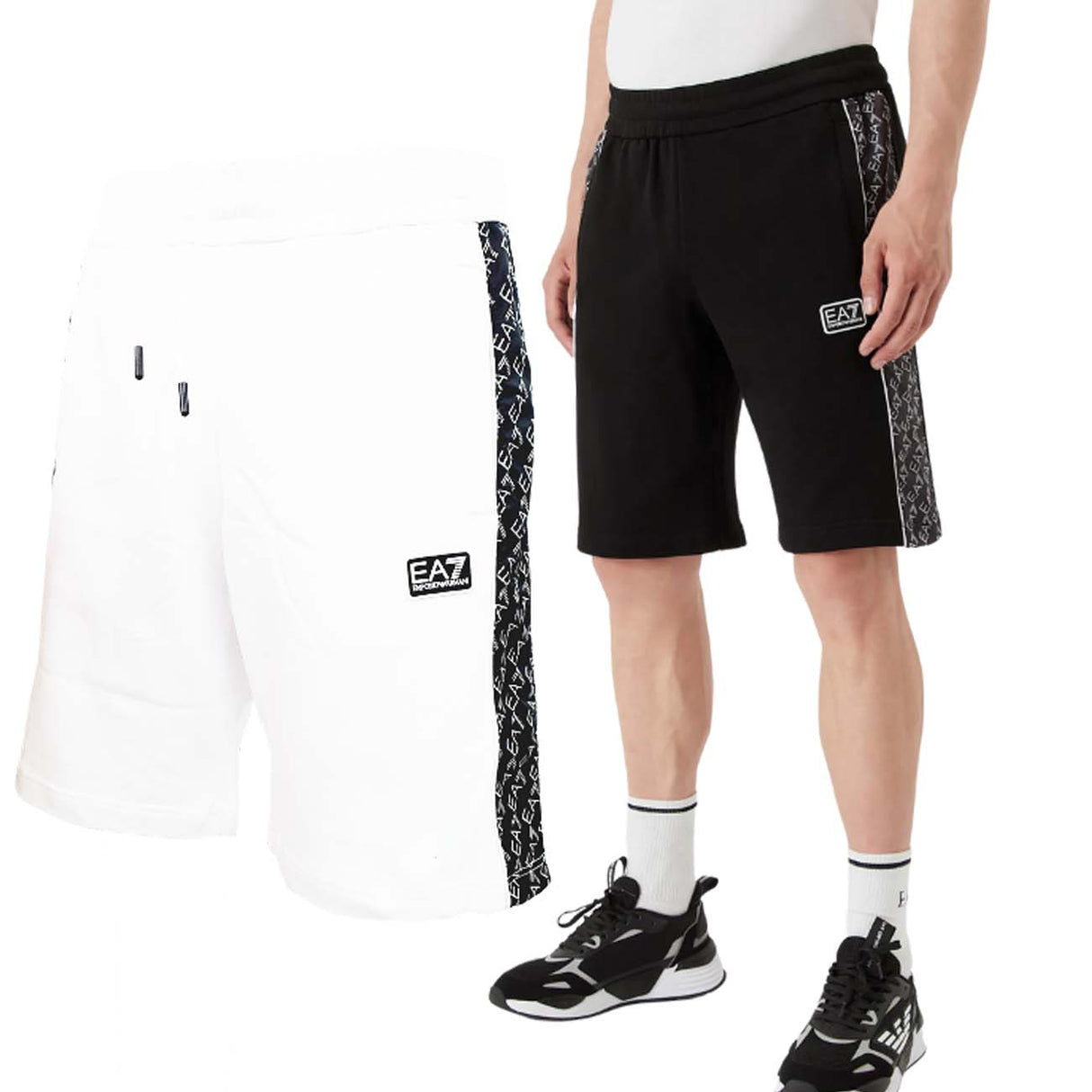 ARMANI EA7 3LPS55PJEQZ GRAPHIC COTTON SHORTS