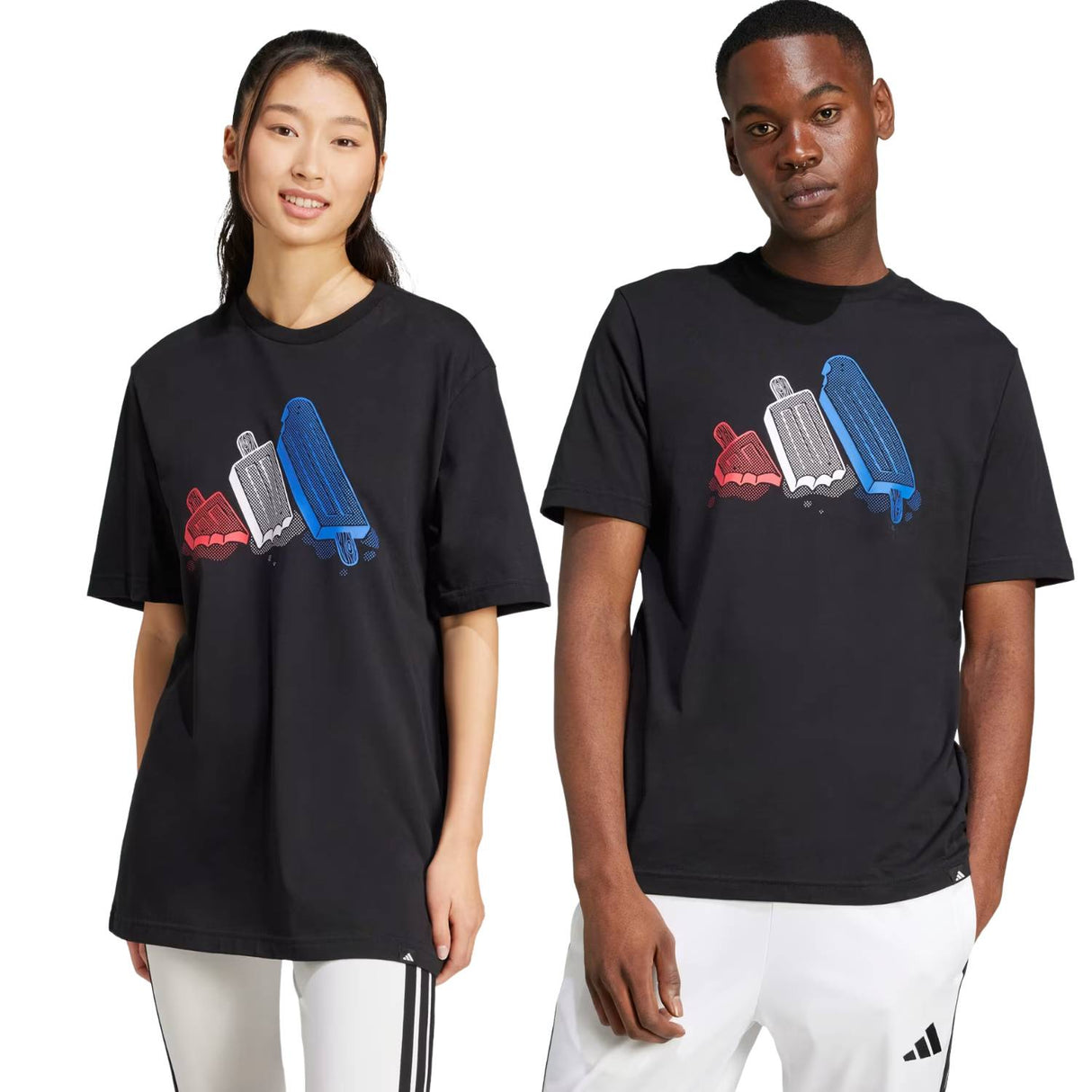 T-SHIRT ADIDAS JI6742 LOUNGE ICE GRAPHIC NERO COTONE