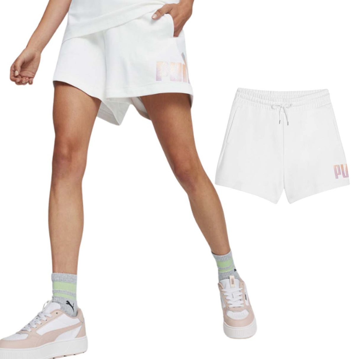 PANTALONCINO DONNA PUMA 679928 02 ESS SUMMER DAZE BIANCO