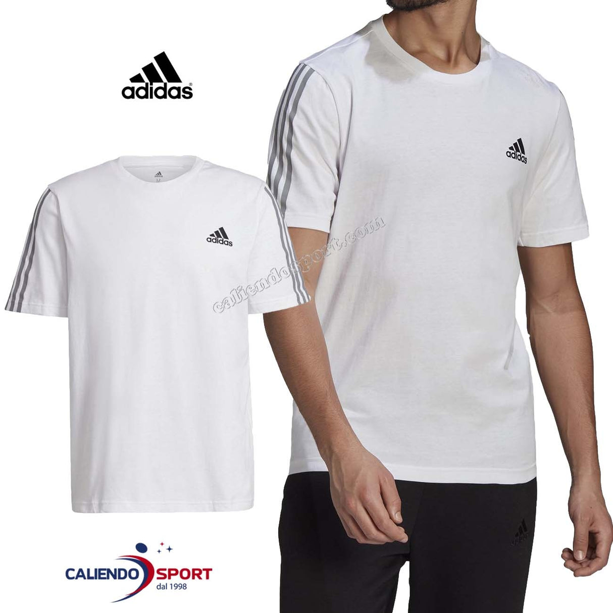 T-SHIRT ADIDAS GK9431 3 ESSENTIALS CUT BIANCO