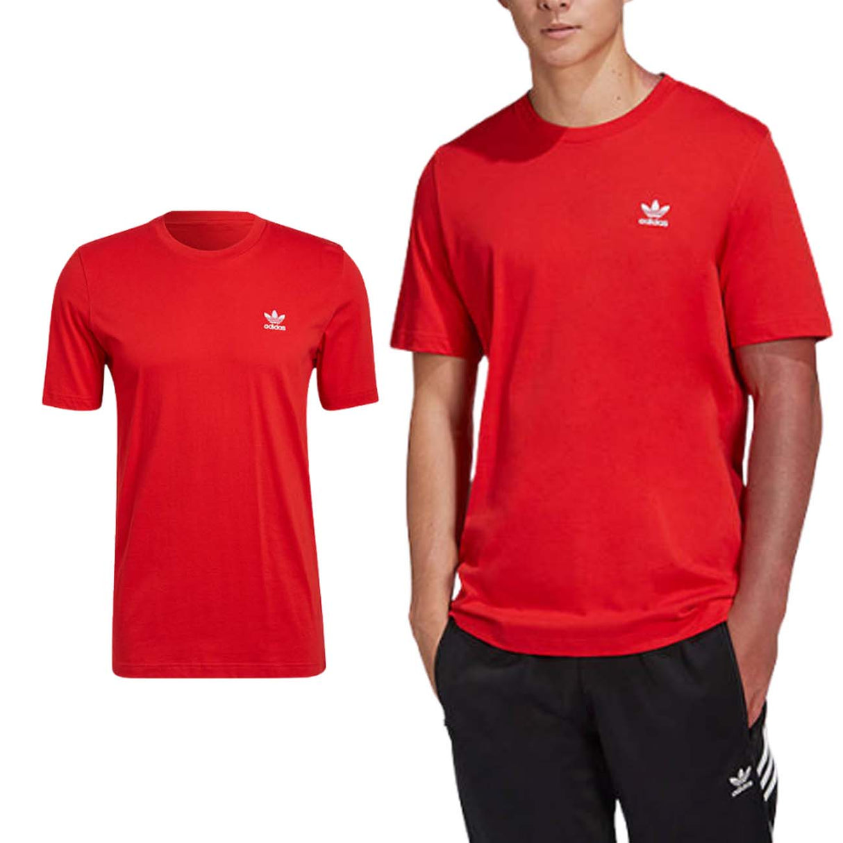 T-SHIRT EN COTON ROUGE ESSENTIEL ADIDAS HG3906