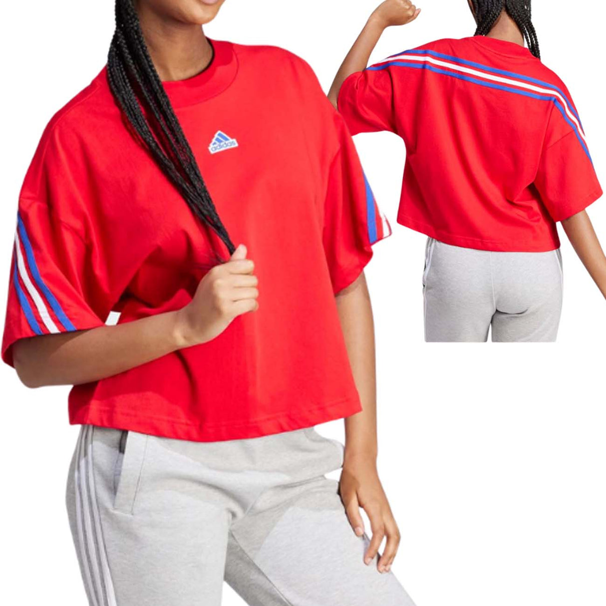 T-SHIRT DONNA ADIDAS IR9136 ROSSO CORTA COTONE