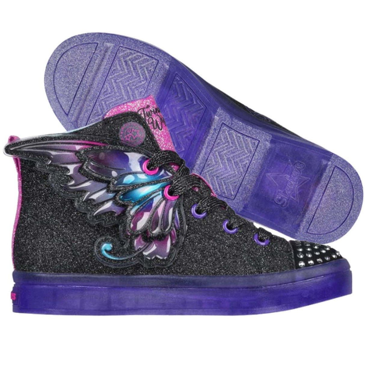 SKECHERS GIRLS SHOE 314350L BKMT TWI LITES