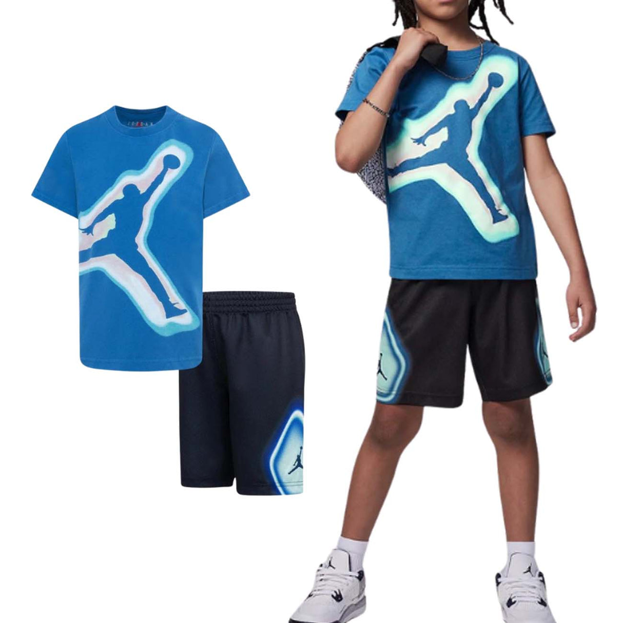 COMPLETO BAMBINI JORDAN 65D167 023 COTONE T-SHIRT+PANTALONCINO