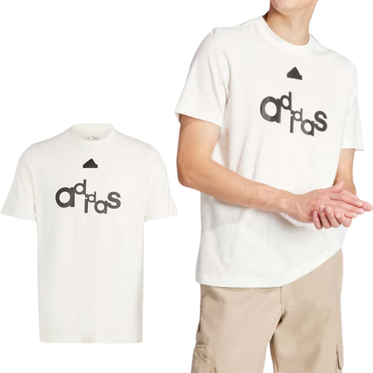 T-SHIRT ADIDAS IS2010 GRAFICA COTONE BIANCO