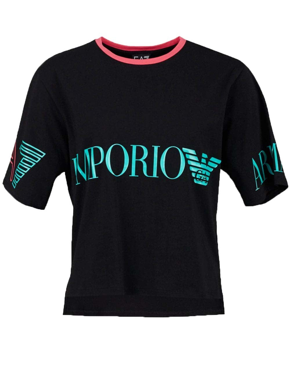 T-SHIRT DONNA EA7 EMPORIO ARMANI 3gtt34 BIANCO NERO COTONE