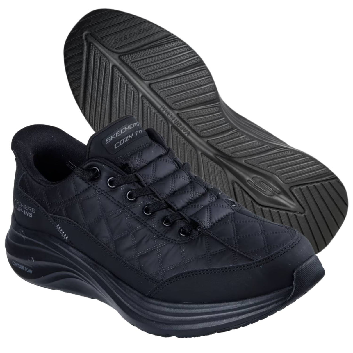 SCARPA SKECHERS 232619 BBK SLIP INS CONTOUR FOAM COZY FIT