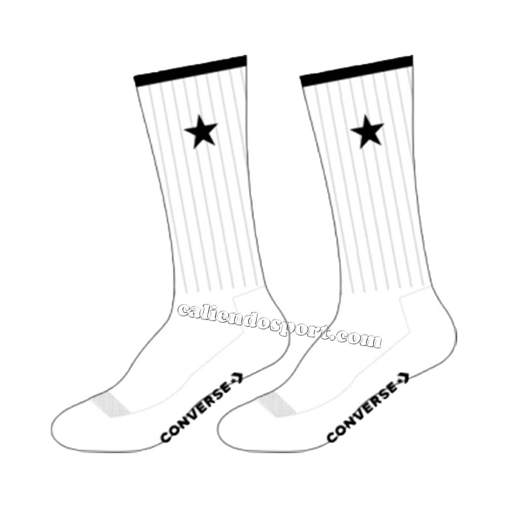 CONVERSE SOCKS S7017715 ALL STAR WHITE BLACK 2 PAIRS