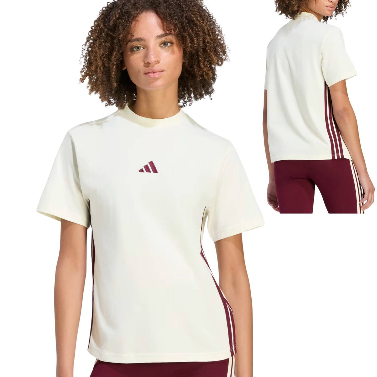 T-SHIRT DONNA ADIDAS KF8331 ESSENTIALS TRE STRISCE COTONE