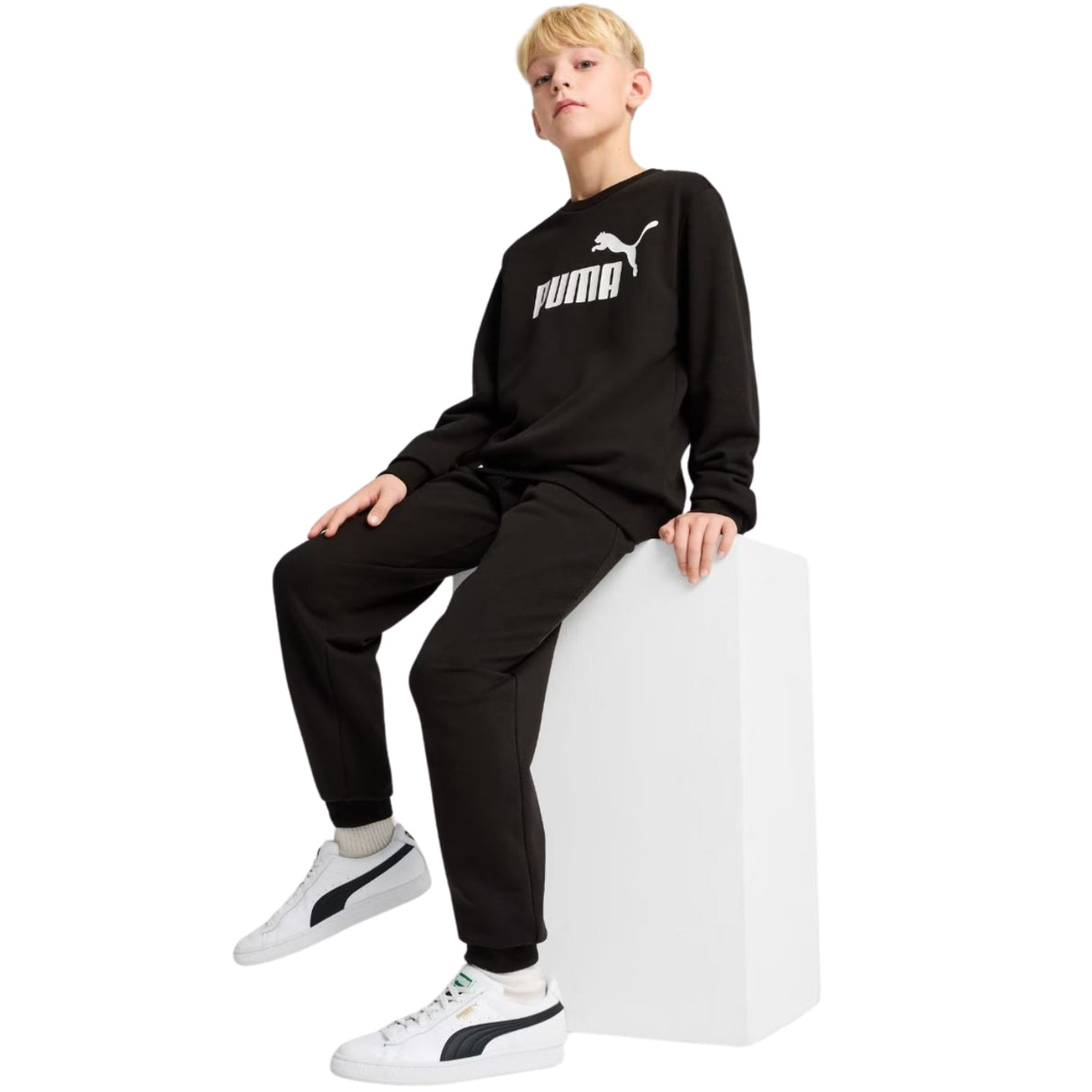 TUTA RAGAZZI PUMA 686296 01 ESSENTIALS LOGO COTONE GARZATO