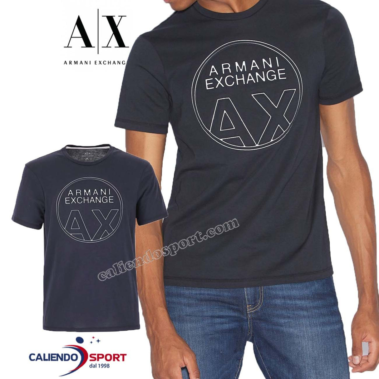 T-SHIRT HOMME ARMANI EXCHANGE 3GZTBA-ZJBVZ BLEU COTON