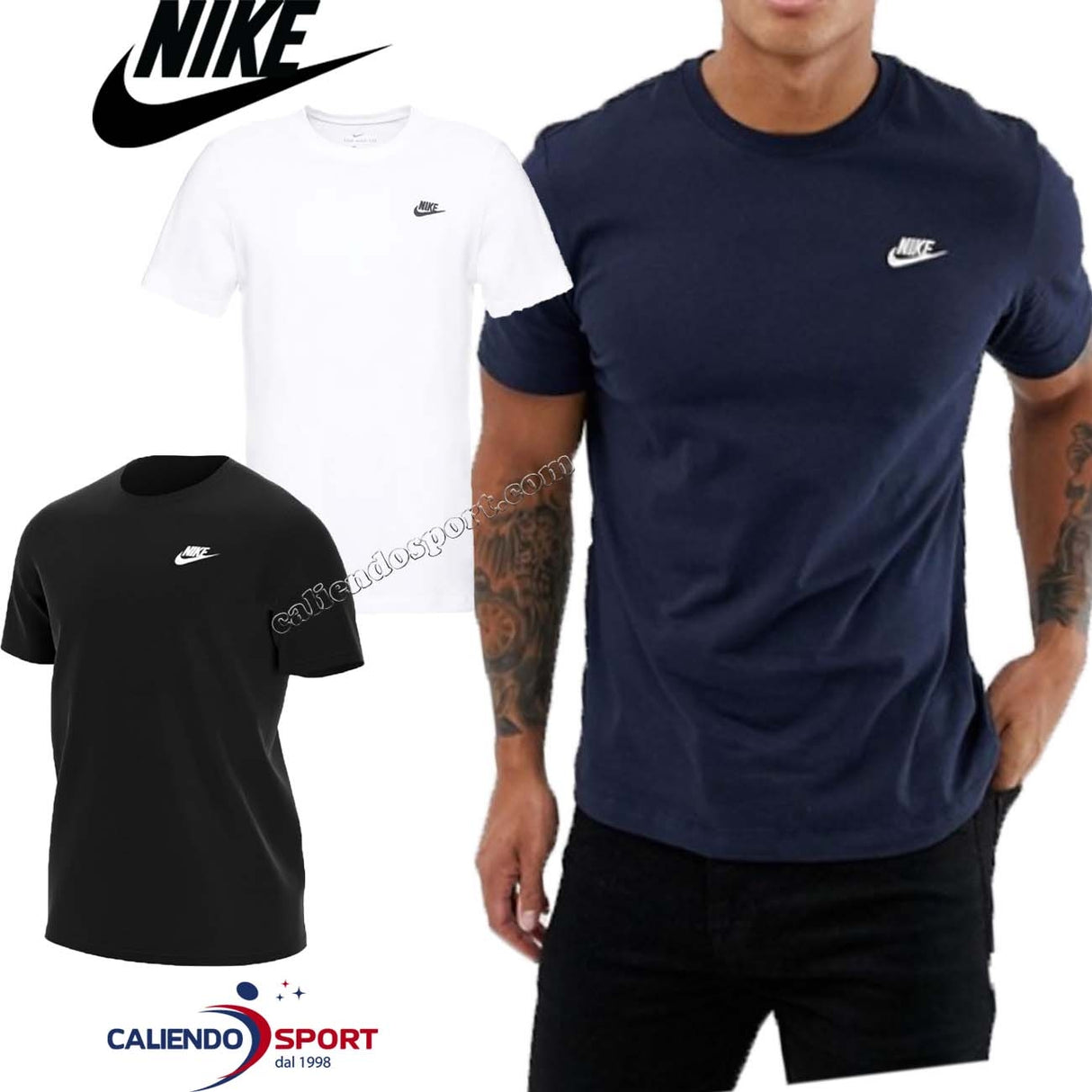 T-SHIRT SPORTSWEAR CLUB EN COTON BLEU NOIR NIKE AR4997