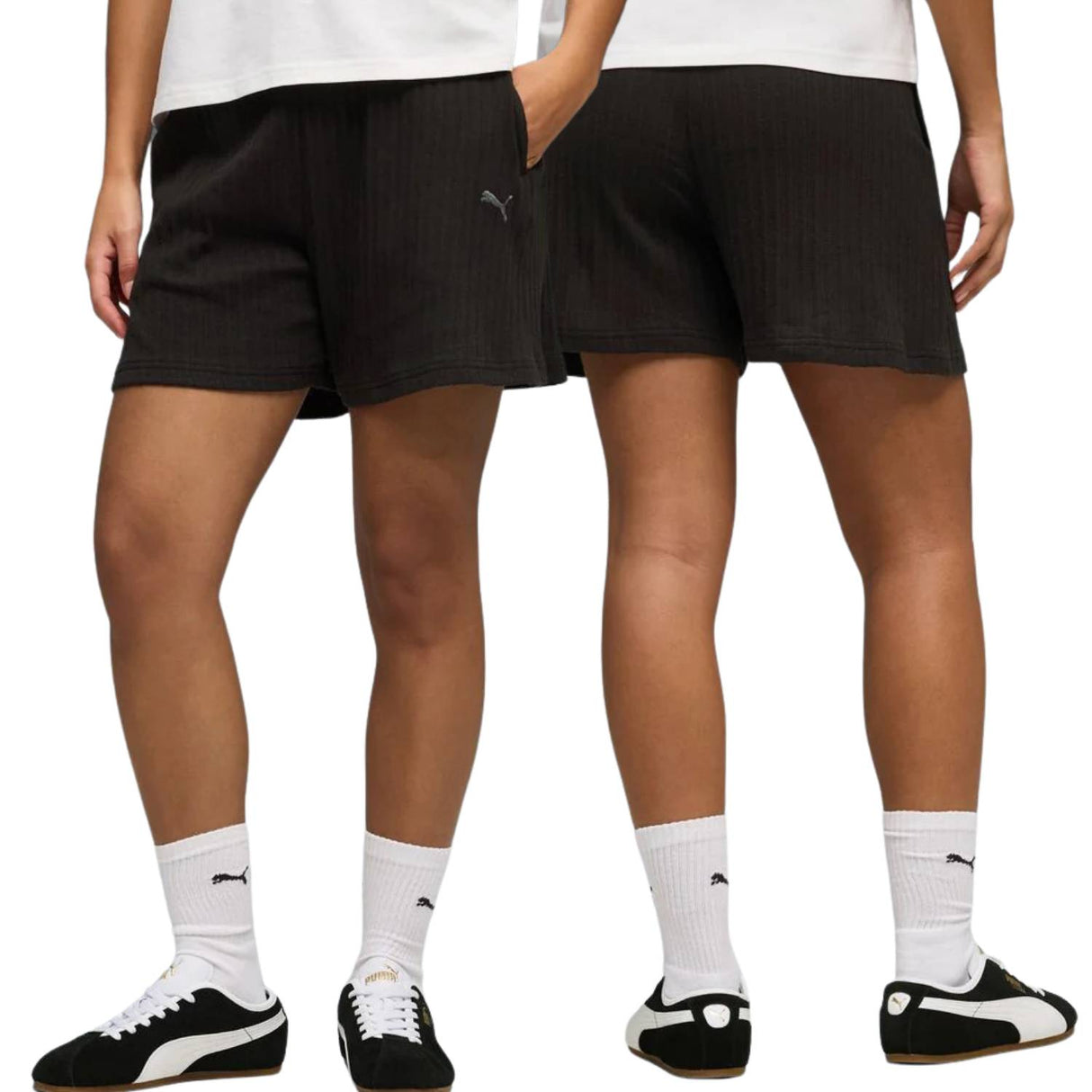 PANTALONCINO DONNA PUMA 692390 01 HER HIGH WAIST NERO COSTE