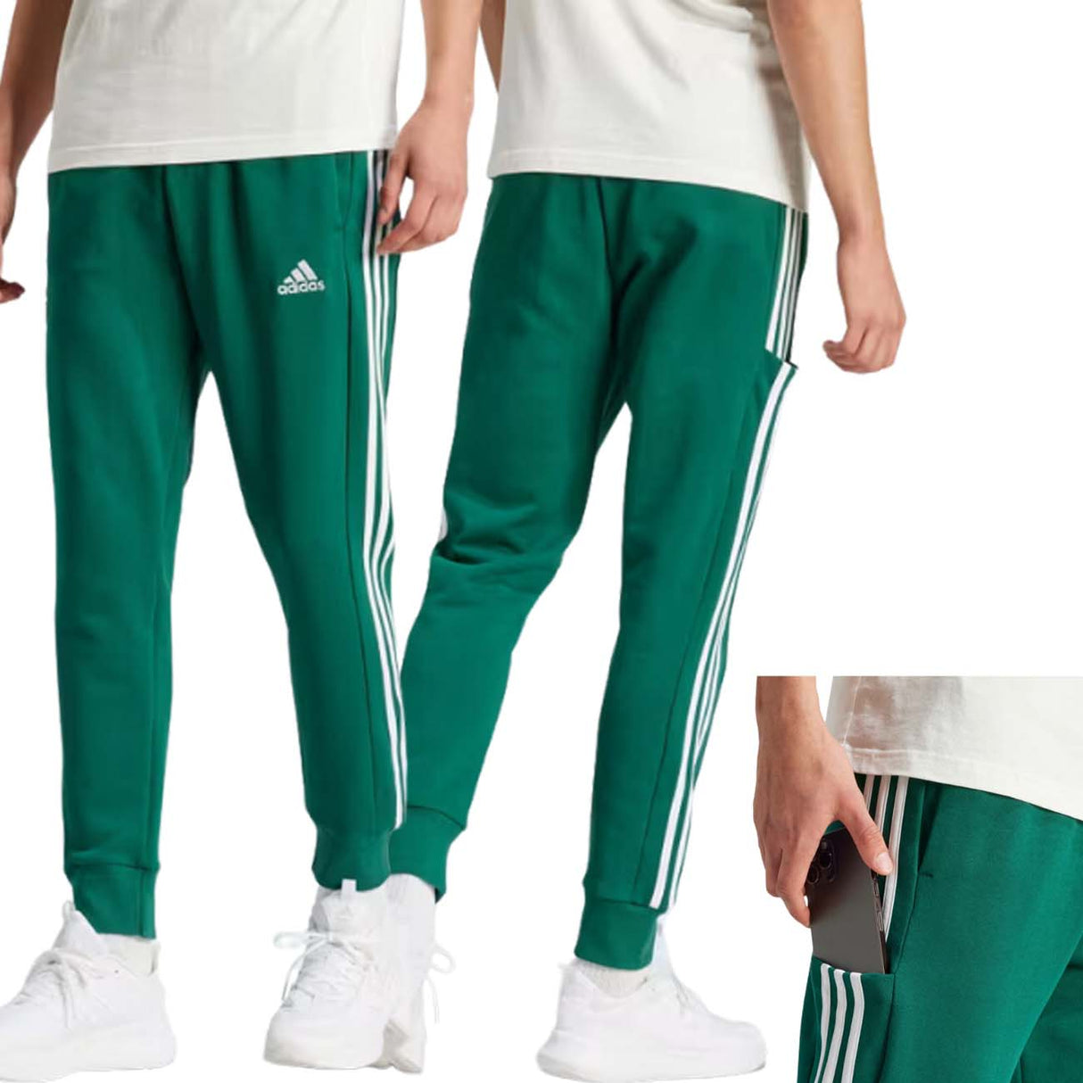 PANTALONE ADIDAS IS1392 ESSENTIALS COTONE GARZATO VERDE