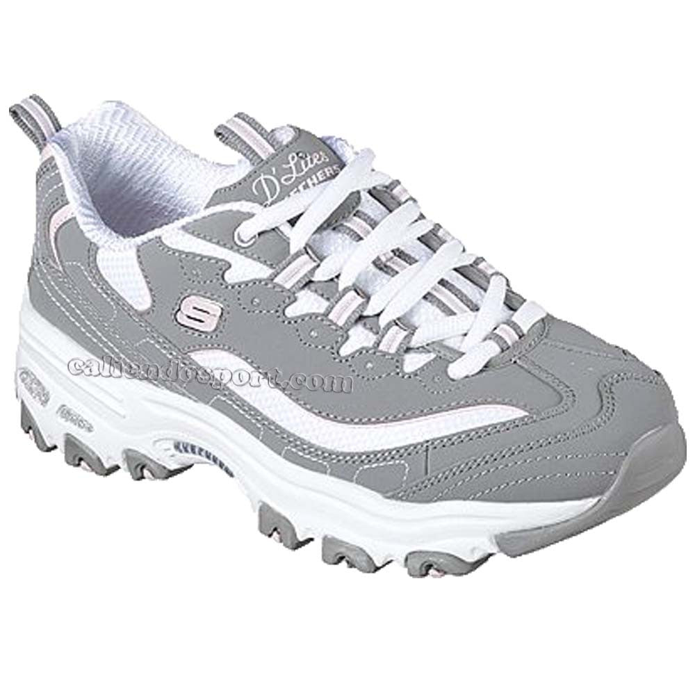 SCARPA SKECHERS 11930 DONNA D'LITES BIGGEST FAN NERO GRIGIO BKW GYW