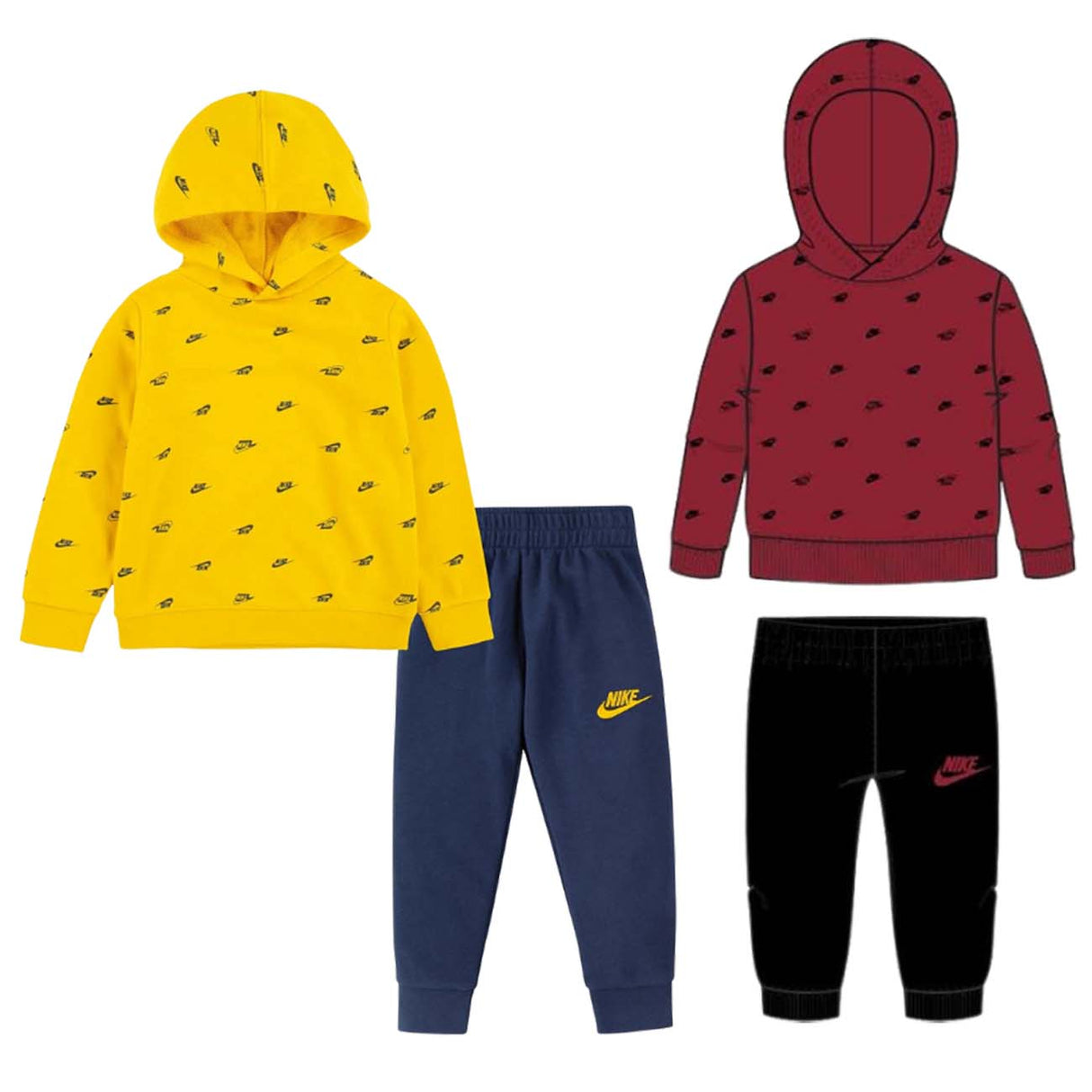 TUTA BAMBINO NIKE 66J802 MULTI LOGO COTONE GARZATO