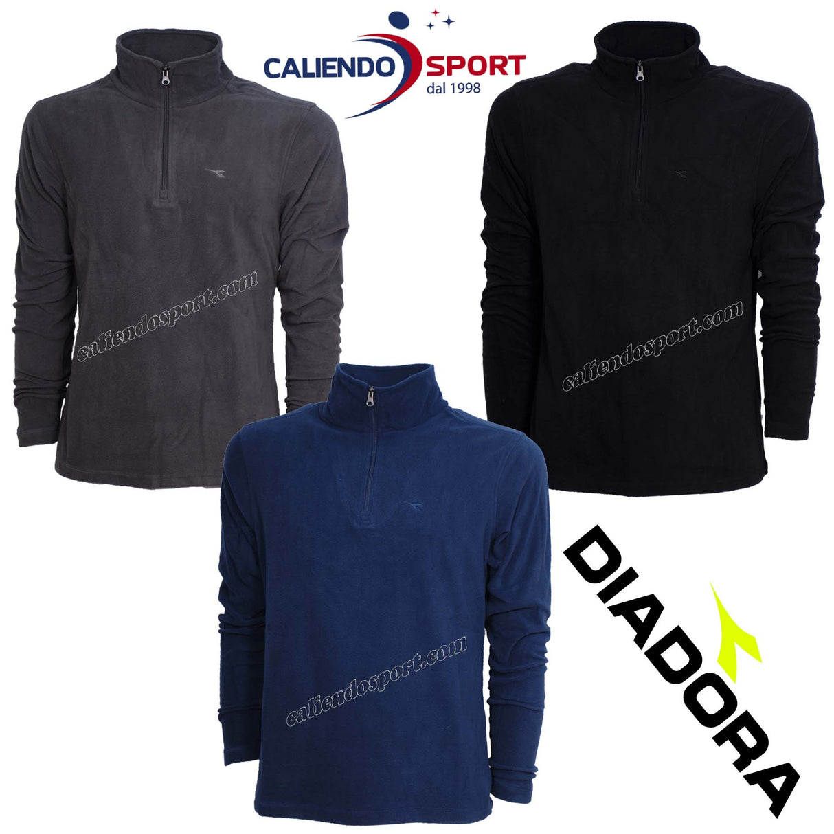 Micropile Diadora PULL HOMME 172437 NOIR GRIS BLEU DEMI-ZIP SNOW WARM