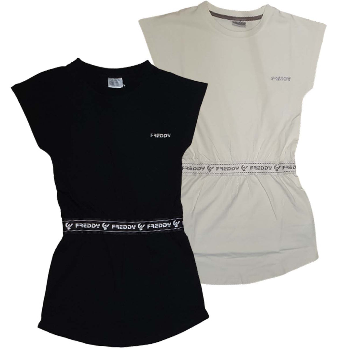 VESTITO RAGAZZE FREDDY FR1287 NERO BEIGE COTONE