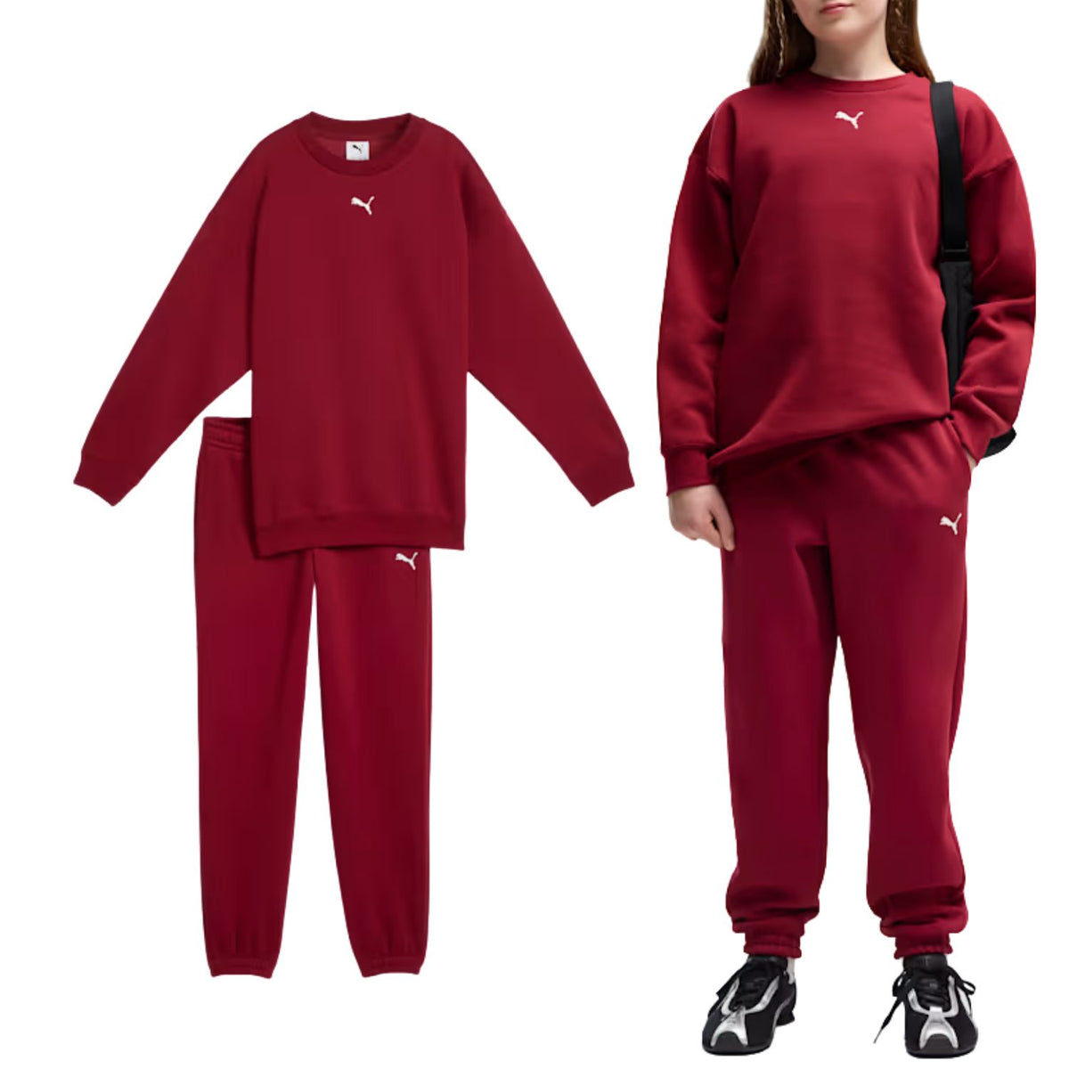 TUTA RAGAZZE PUMA 689727 23 ESSENTIALS COTONE BORDO'