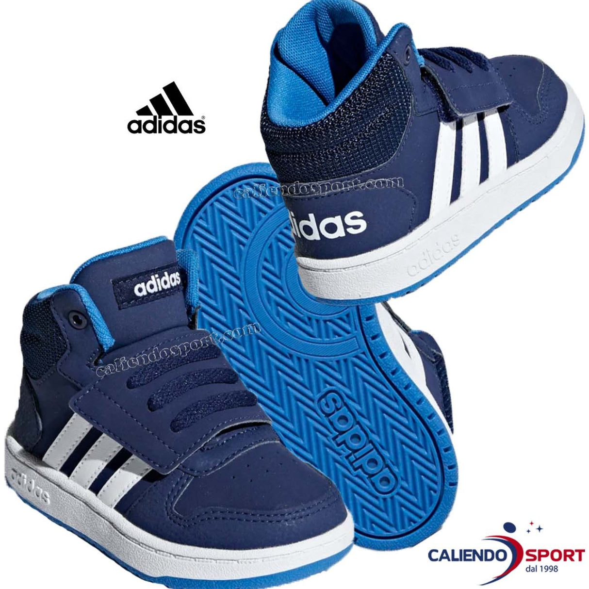 SCARPA ADIDAS BIMBO F35834 HOOPS MID 2.0 I COLLO ALTO STRAPPO