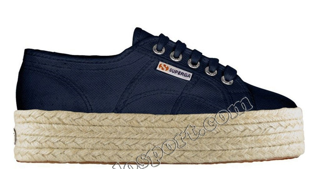 SCARPE DONNA SUPERGA 2790 NERO BIANCO BLU COTROPEW S0099Z0 CON ZEPPA