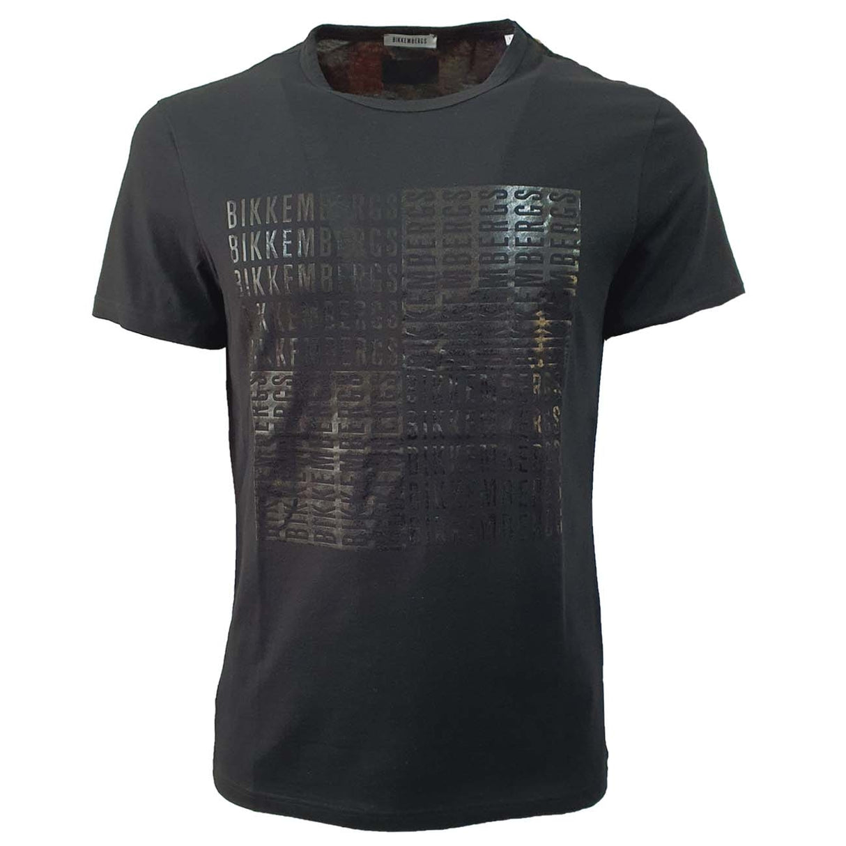 BIKKEMBERGS T-SHIRT VBKB05081 BLACK CHECK PRINT