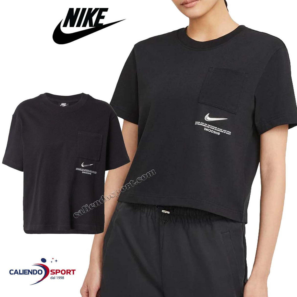 T-SHIRT NIKE DONNA CZ8911 010 SPORTSWEAR SWOOSH NERO