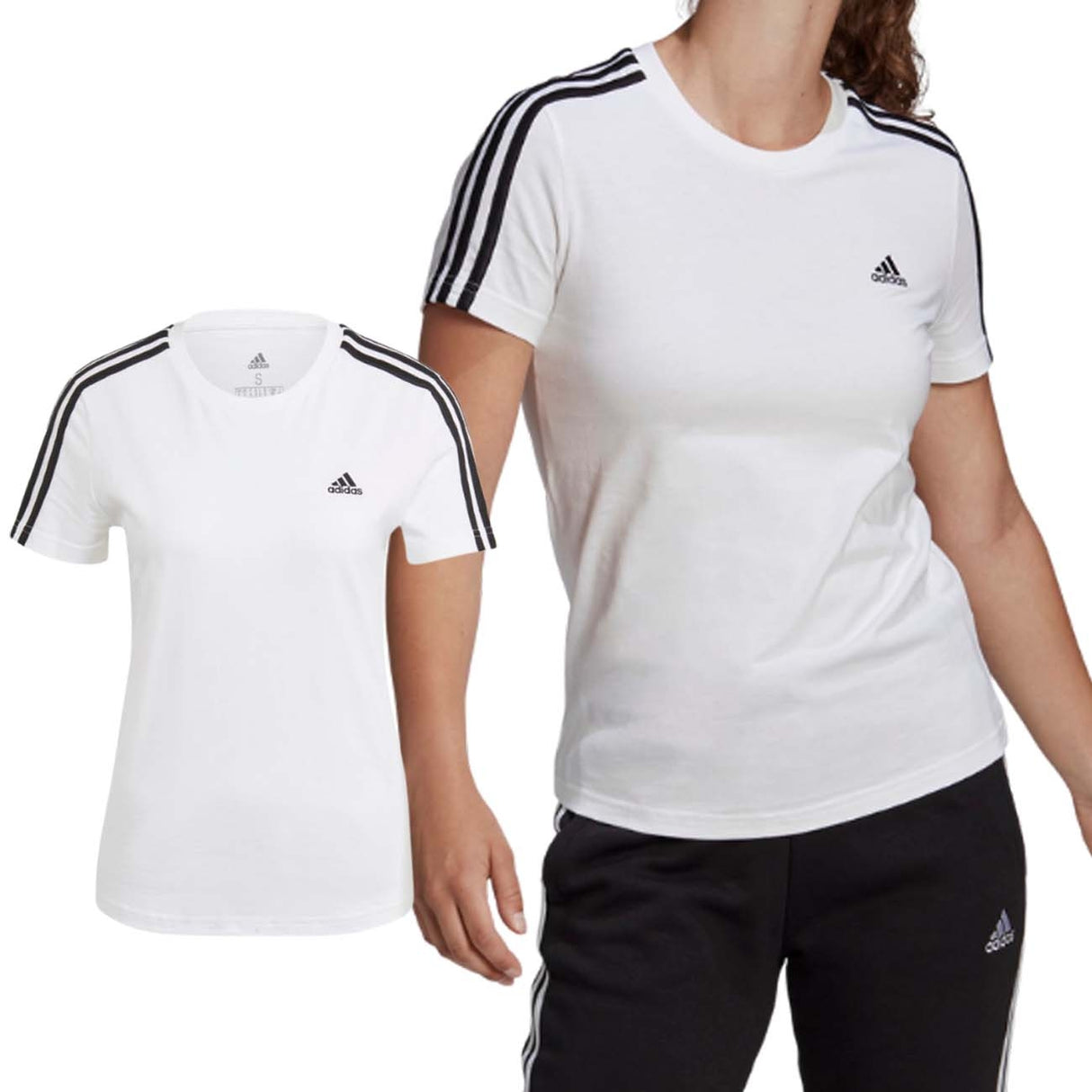 ADIDAS T-SHIRT GL0783 LOUNGEWEAR ESSENTIALS SLIM 3-STRIPES