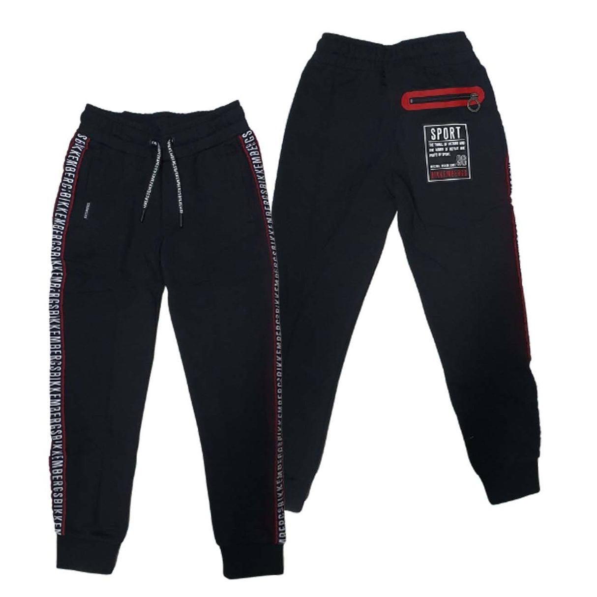 PANTALONE RAGAZZI BIKKEMBERGS BK0451 NERO COTONE FELPATO