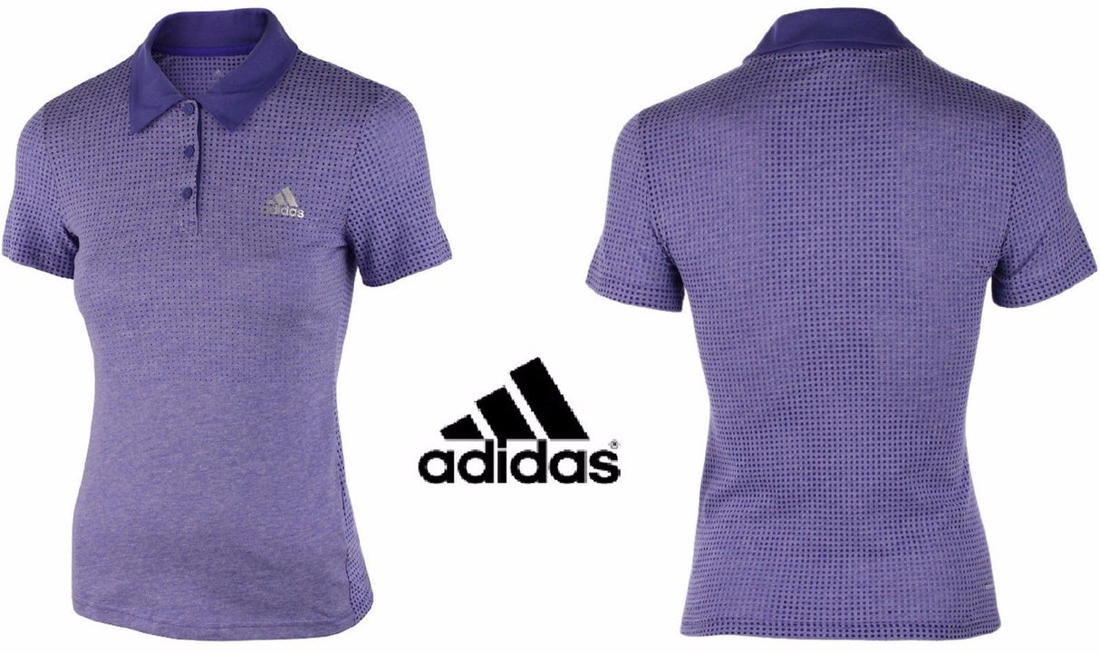 POLO Adidas Women T-Shirt Sport Tennis RUNNING GYM CASUAL S09675 PURPLE