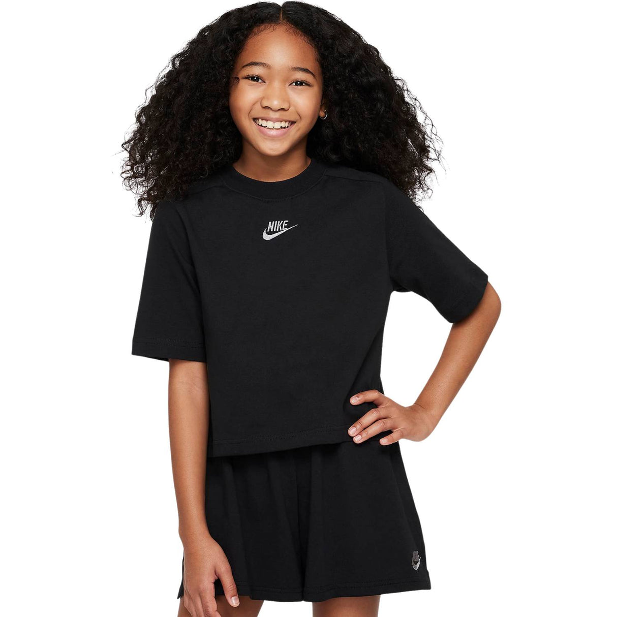 T-SHIRT RAGAZZE NIKE FN8589-010 SPORTWEAR COTONE NERO