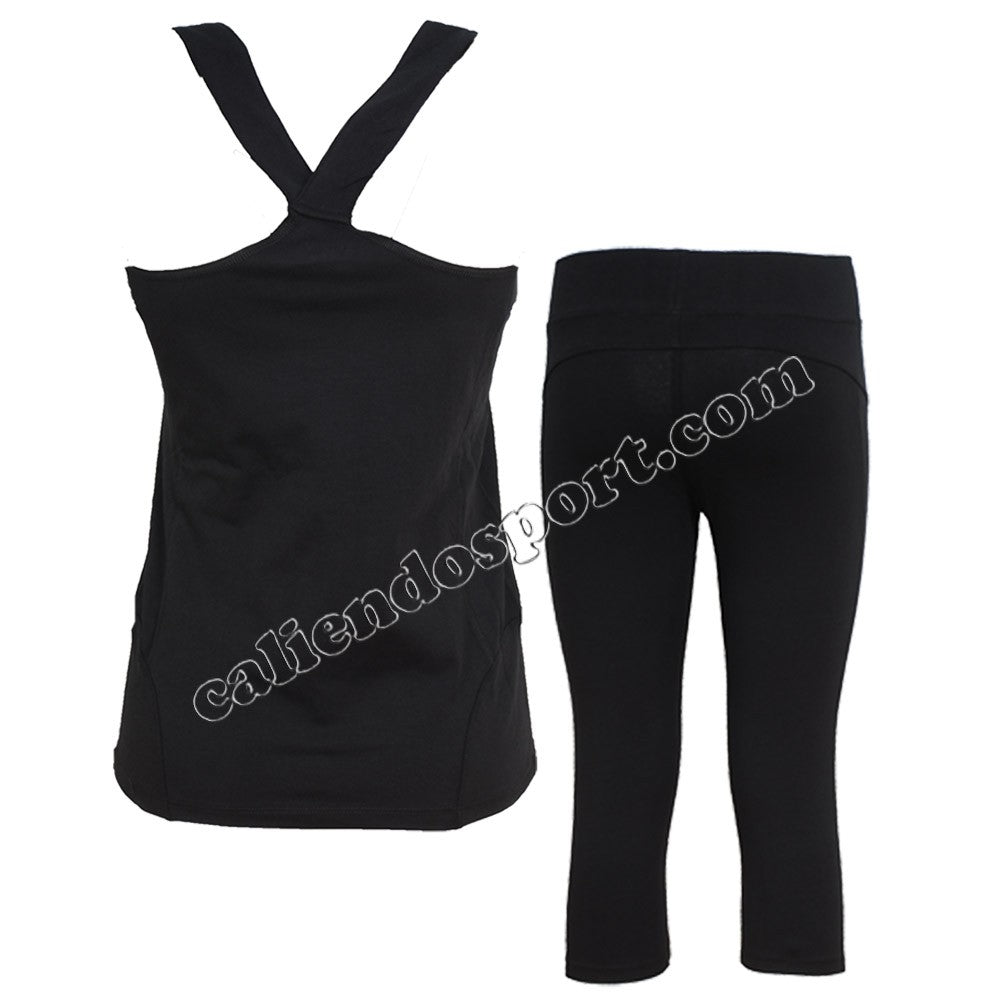 DIADORA CAPRI WOMEN'S COMPLETE SET + COTTON GYM TANK TOP 171641 L CASUAL GYM SET