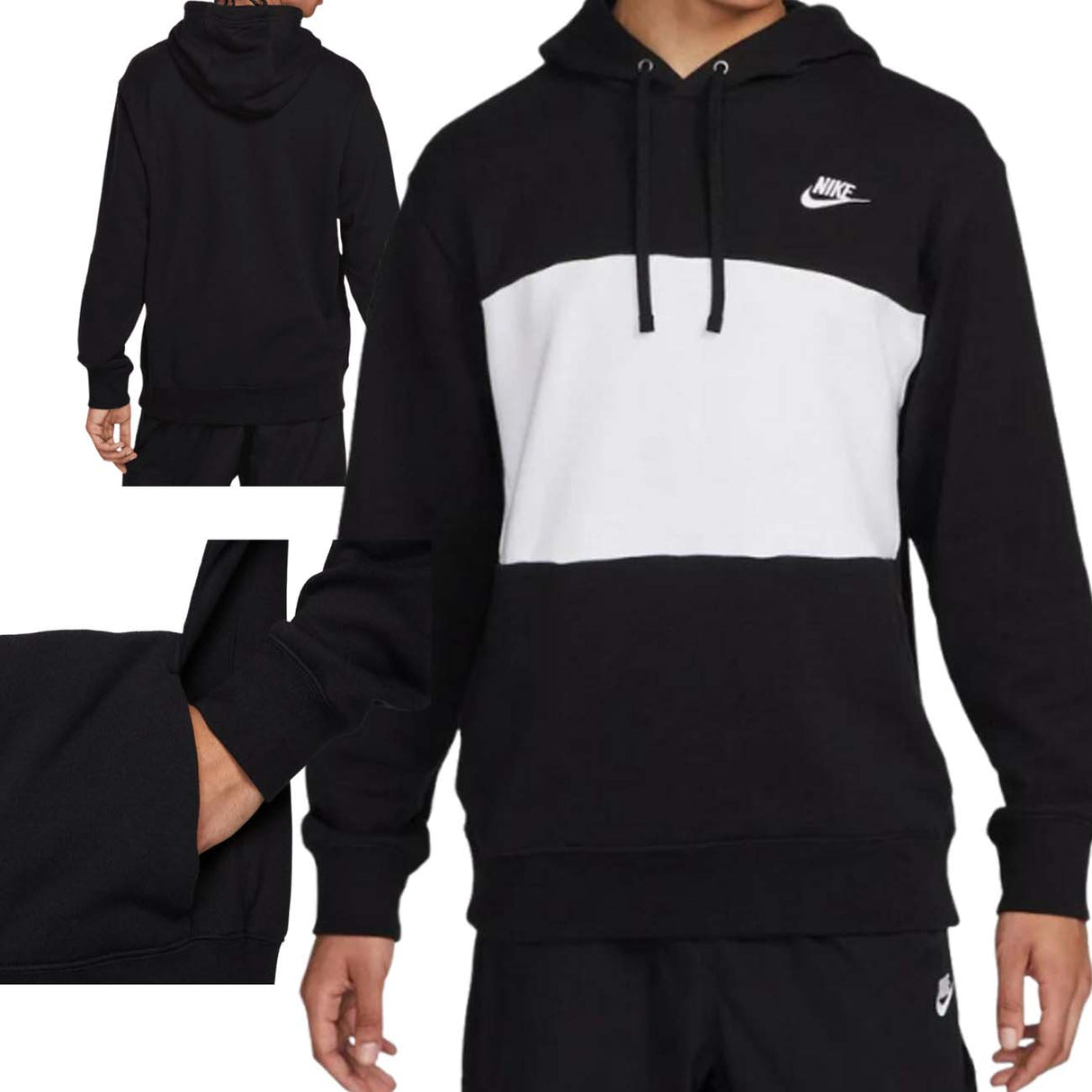 FELPA NIKE FB7415 010 CLUB M COTONE GARZATO