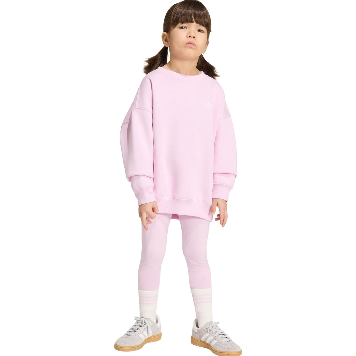 TUTA BAMBINE ADIDAS KS1285 LEGGINGS E FELPA OVERSIZE ROSA FELPATA