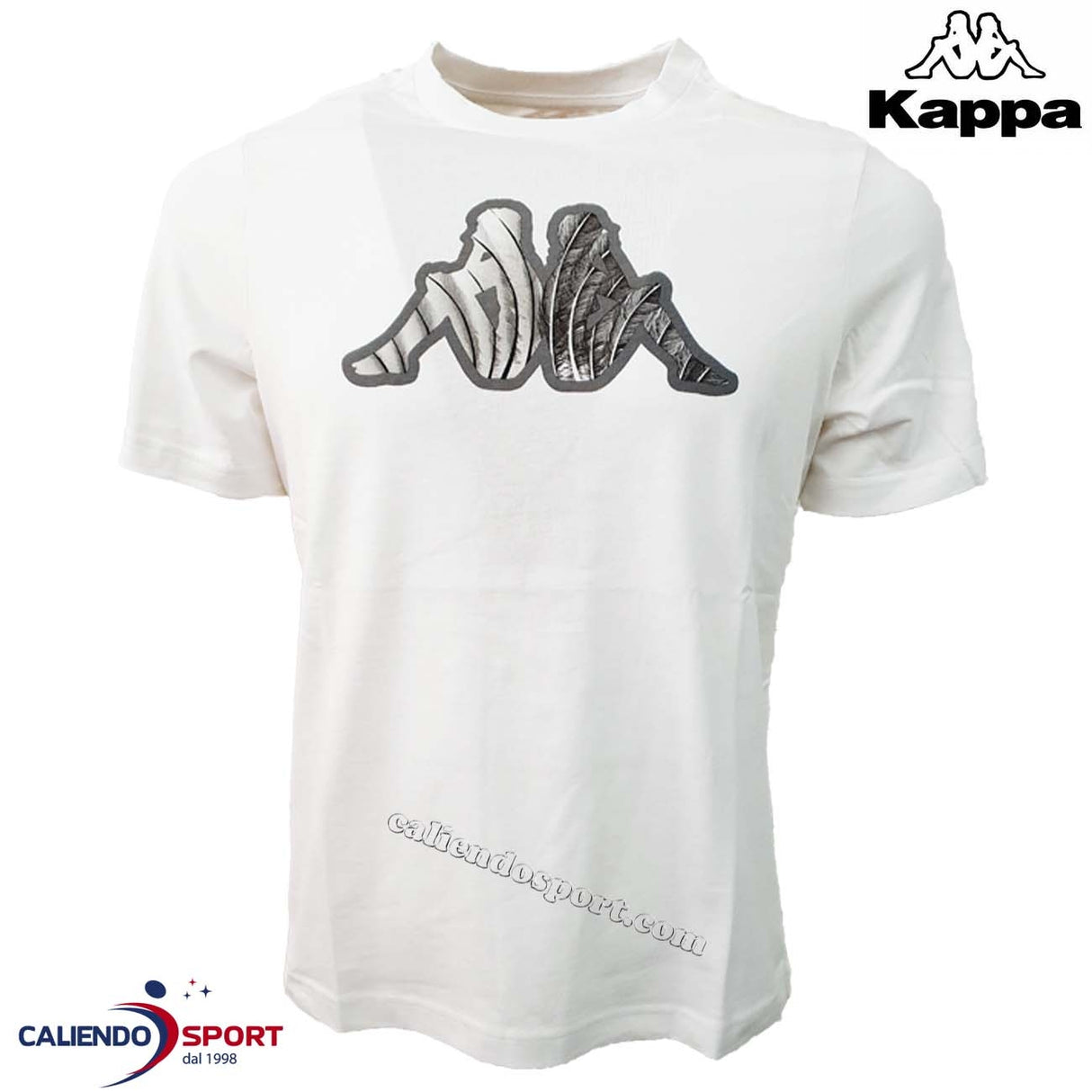 T-SHIRT EN COTON BLANC KAPPA 311BFUW 001 GRAND LOGO