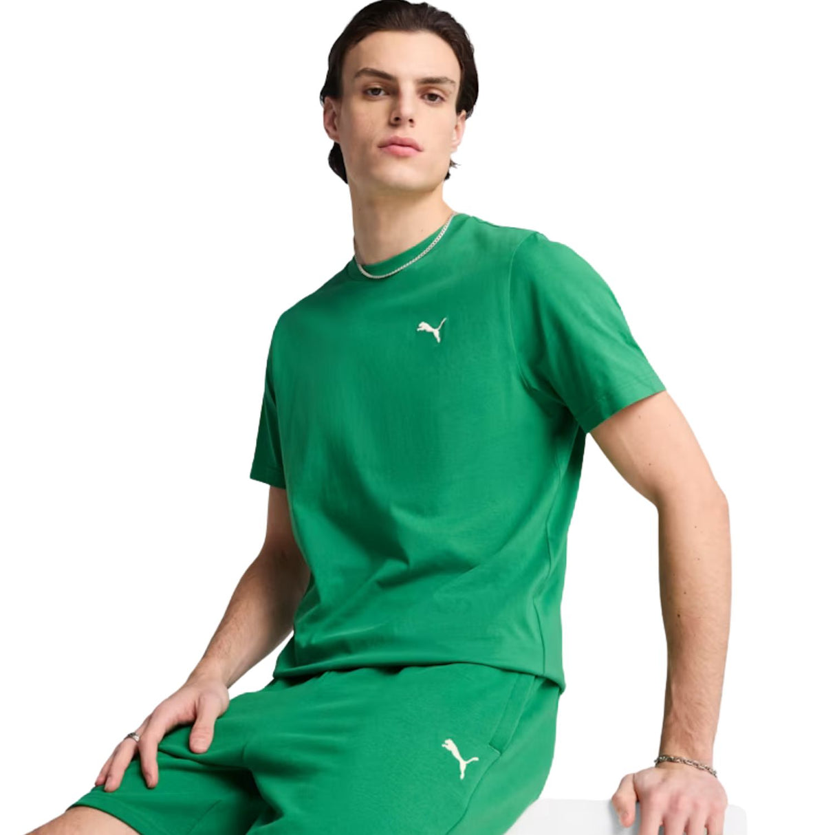T-SHIRT PUMA 629644-86 ESSENTIALS COTONE VERDE