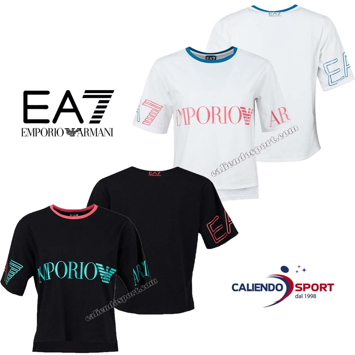 T-SHIRT DONNA EA7 EMPORIO ARMANI 3gtt34 BIANCO NERO COTONE