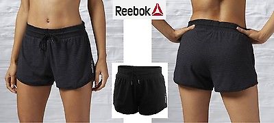 Short DONNA REEBOK Pantaloncini ELEMENTS COTTON Nero Palestra Sport Corsa AJ2733