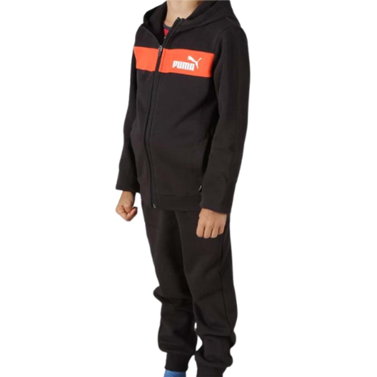 TUTA RAGAZZI PUMA 679153 18 FZ PANEL COTONE FELPATO NERO