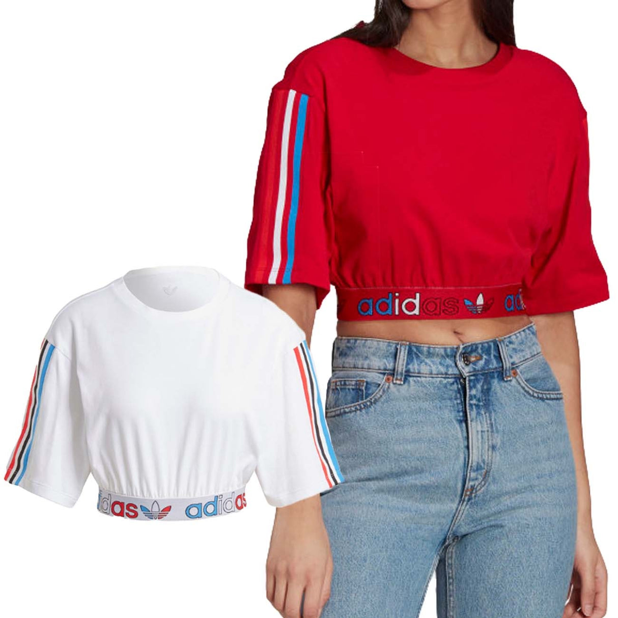 T-SHIRT ADIDAS FEMME GN2935 GN6979 PRIMEBLUE TRICOLORE COURT