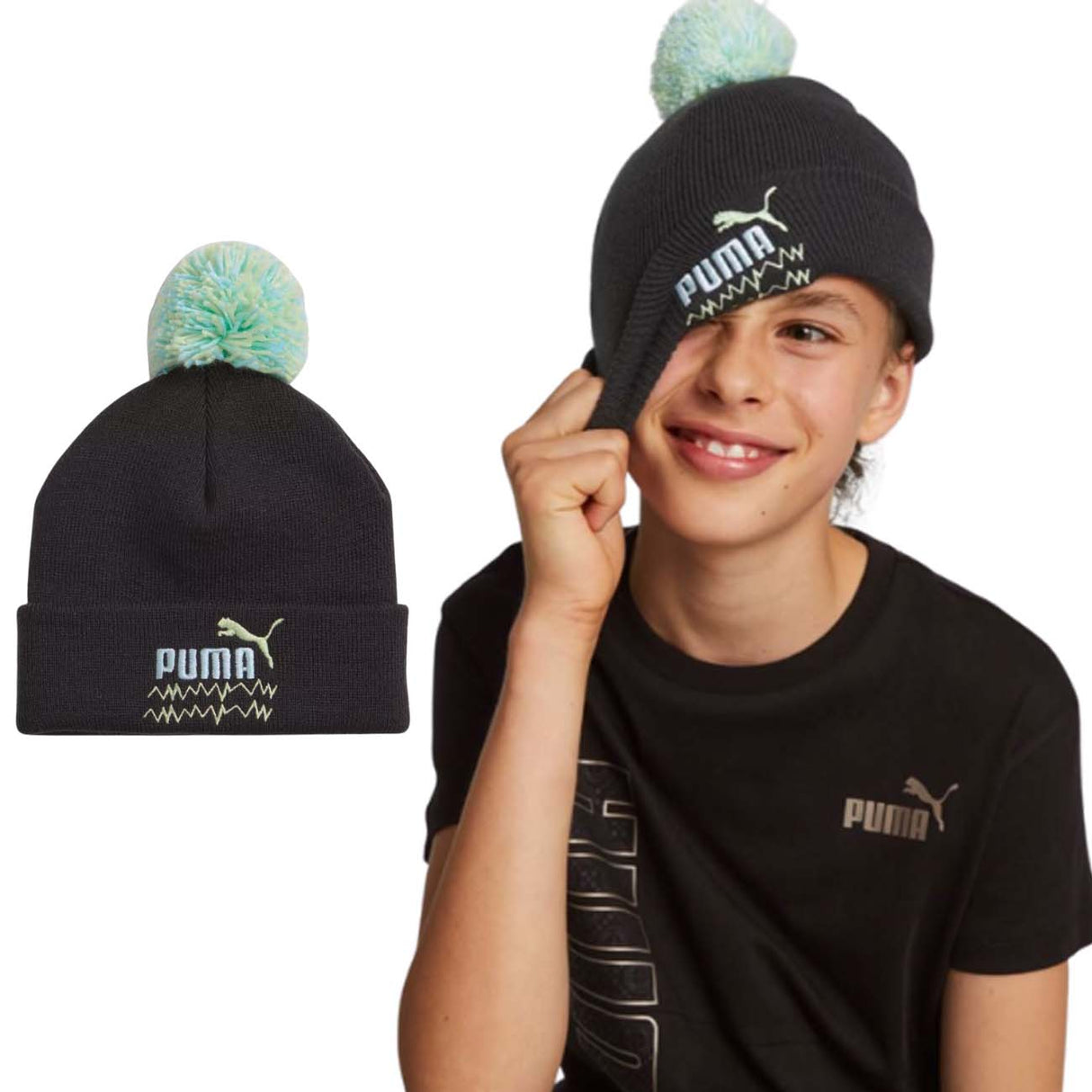 BERRETTO RAGAZZI PUMA 024798 01 MIXMATCH POMPOM NERO