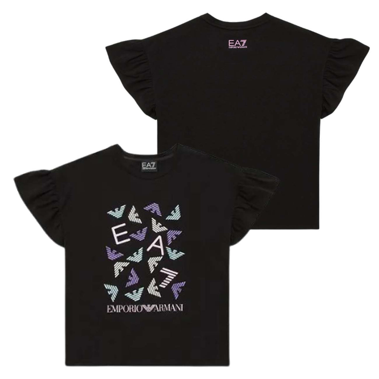 T-SHIRT BAMBINA ARMANI EA7 E24 3DFT10 FJLIZ 1200 COTONE NERO
